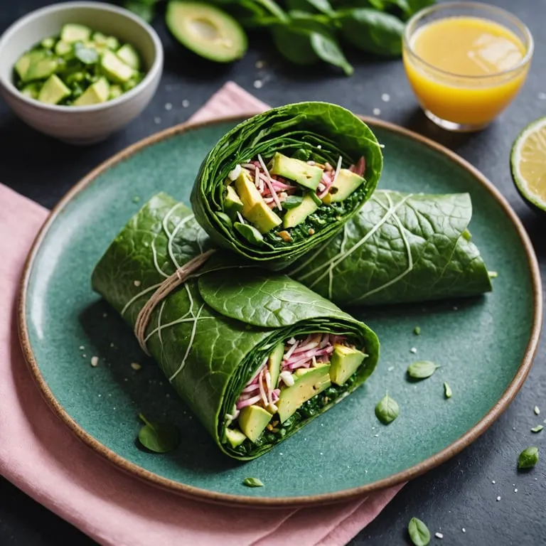Alkaline Spinach and Avocado Breakfast Wrap calories and nutrition facts
