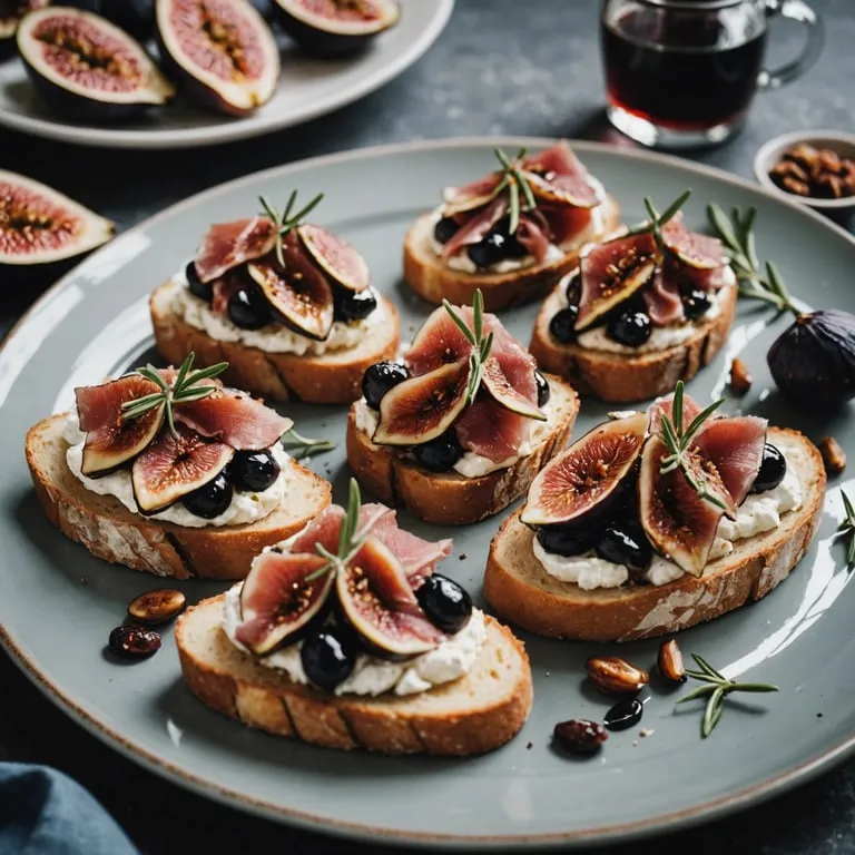 Breakfast Bruschetta with Prosciutto and Fig