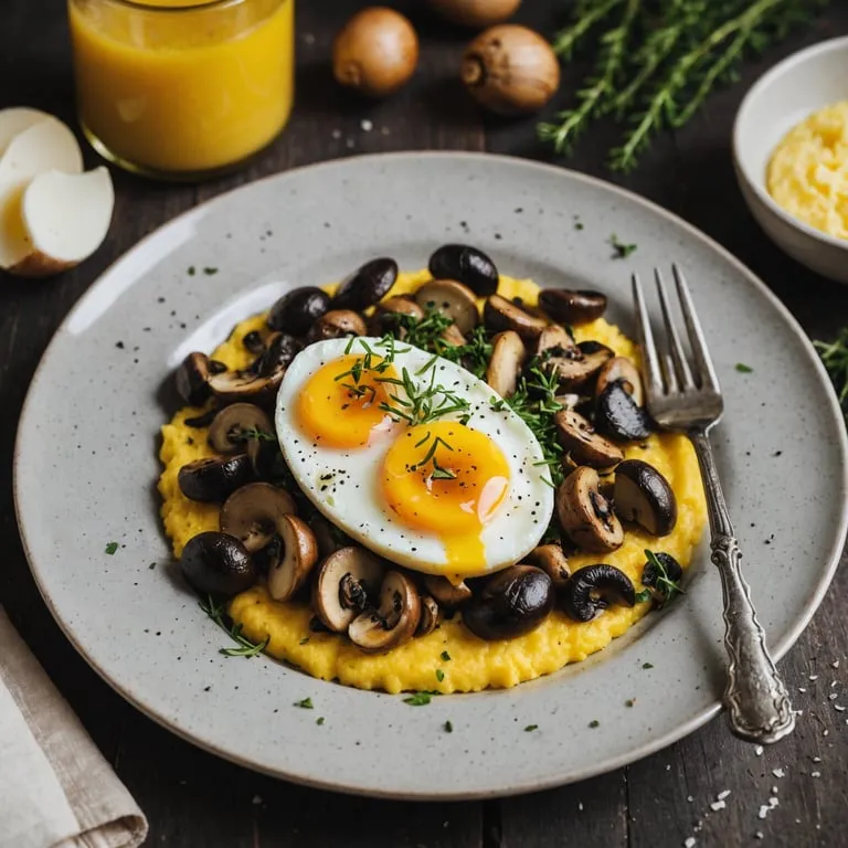 Breakfast Polenta with Sautéed Mushrooms and Soft-Boiled Egg calories and nutrition facts