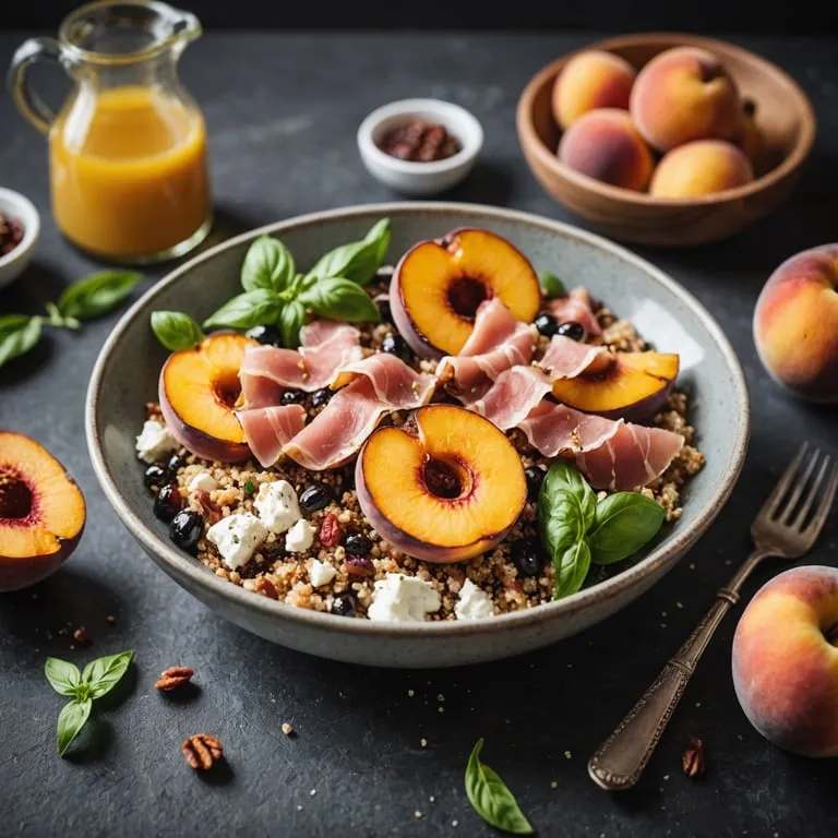 Breakfast Quinoa Bowl with Grilled Peaches and Prosciutto calories and nutrition facts