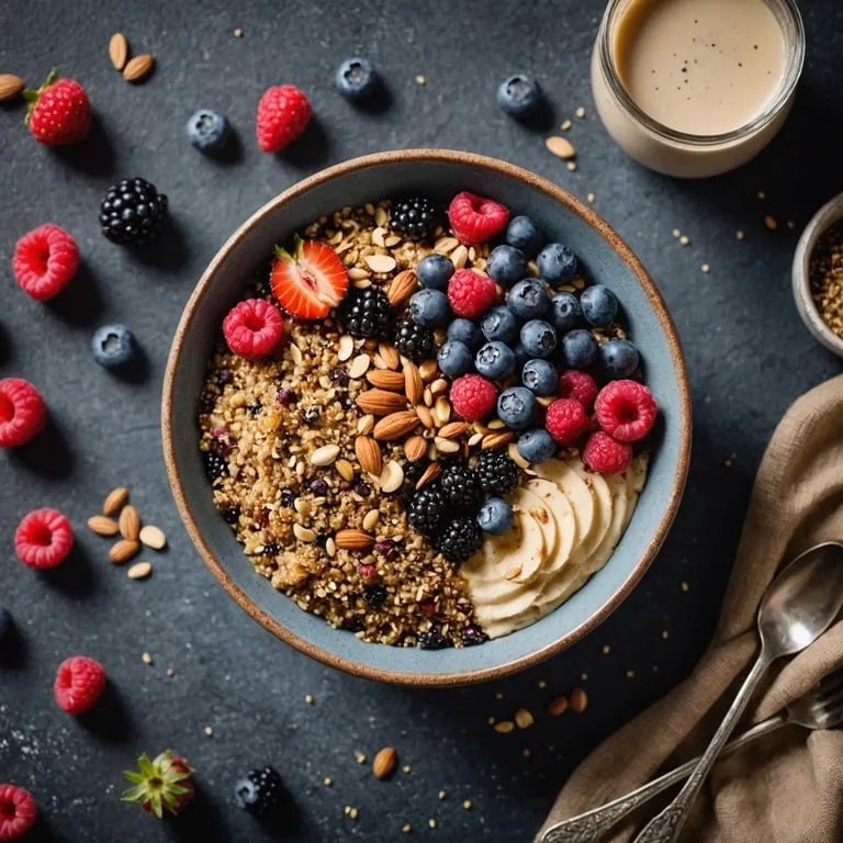 Crunchy Quinoa Breakfast Bowl with Maca and Berries calories and nutrition facts