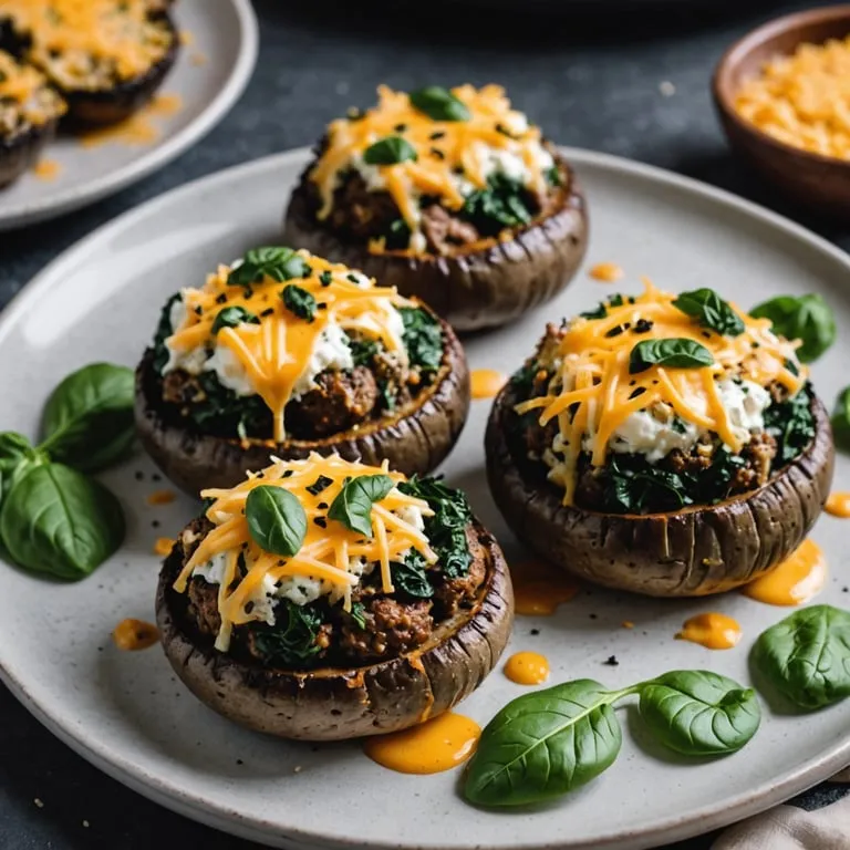 Keto Breakfast Sausage Stuffed Portobello Mushrooms