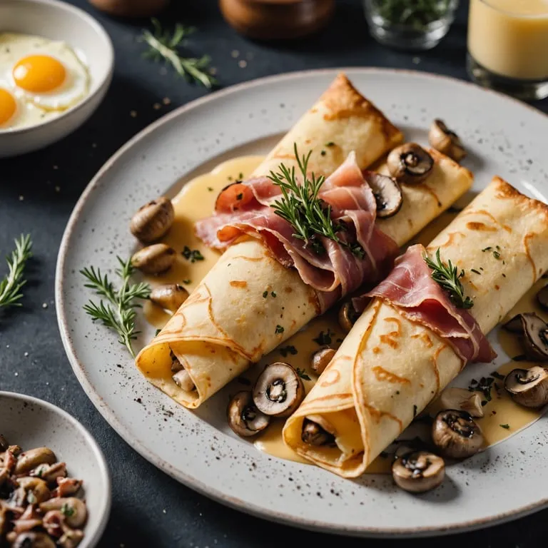 Savory Breakfast Crepes with Mushroom and Prosciutto calories and nutrition facts