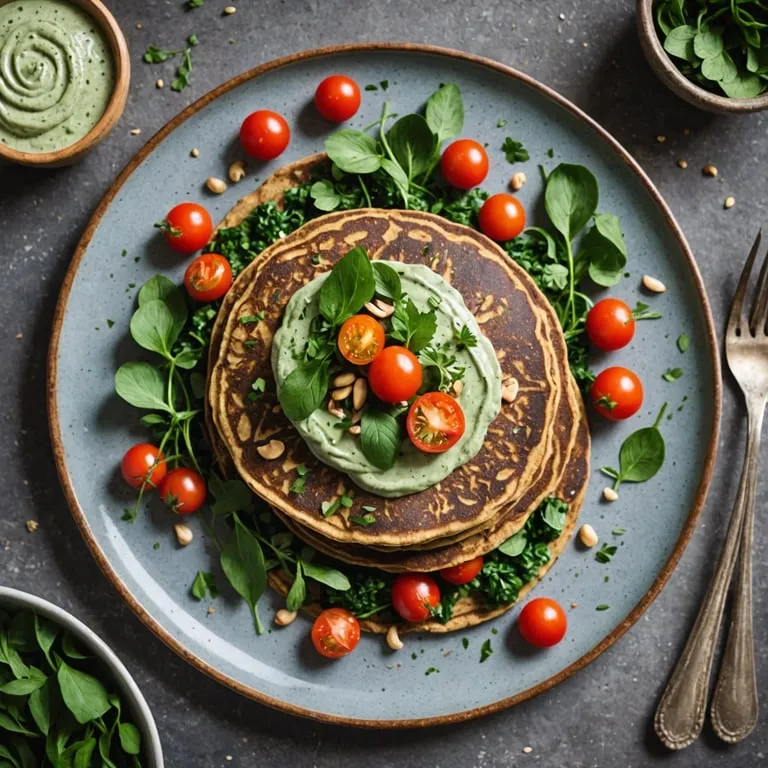 Savory Buckwheat Pancakes with Herbed Cashew Cream calories and nutrition facts