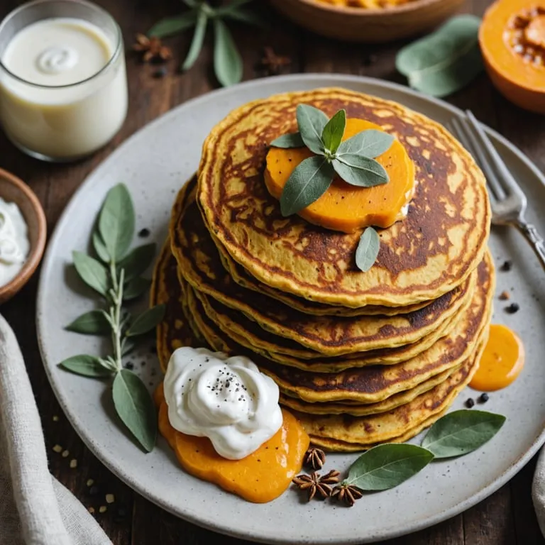 Savory Butternut Squash Pancakes with Sage Cream calories and nutrition facts
