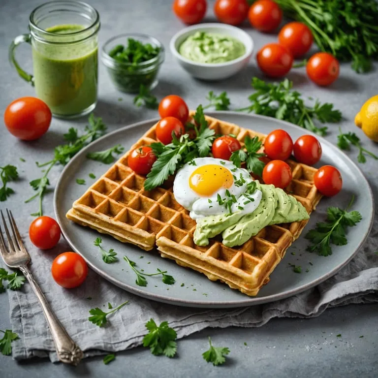 Savory Herb Waffles with Avocado Cream calories and nutrition facts