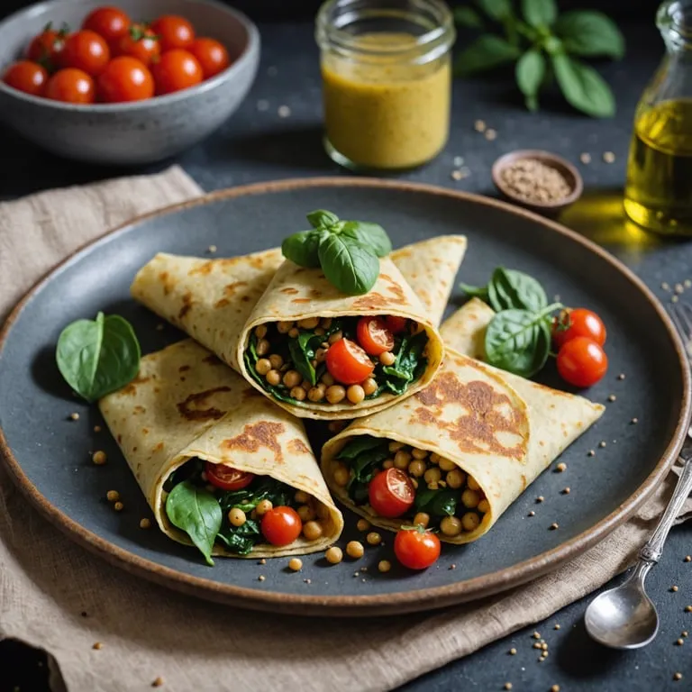 Savory Lentil and Spinach Breakfast Crepes