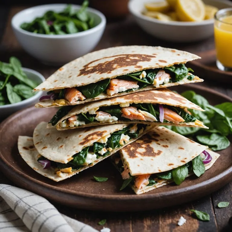 Smoked Trout and Spinach Breakfast Quesadillas calories and nutrition facts