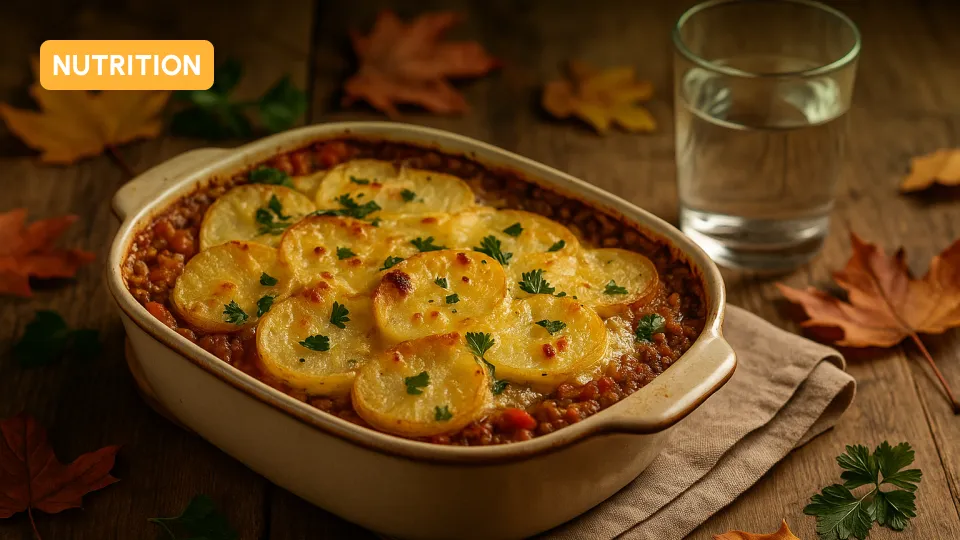 Vegetarisches Wohlfühl-Rezept: Linsenauflauf mit goldener Käsekruste